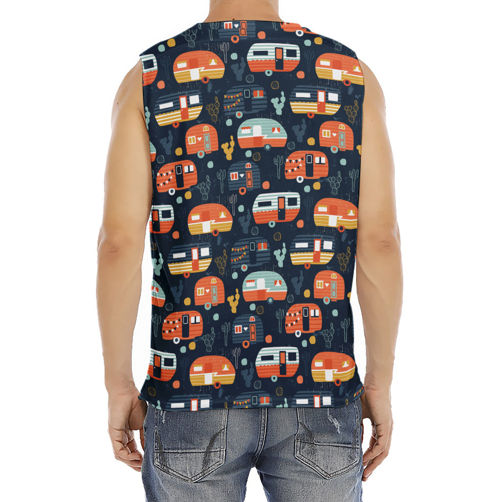 Caravan Camping Pattern Print Men's Fitness Tank Top