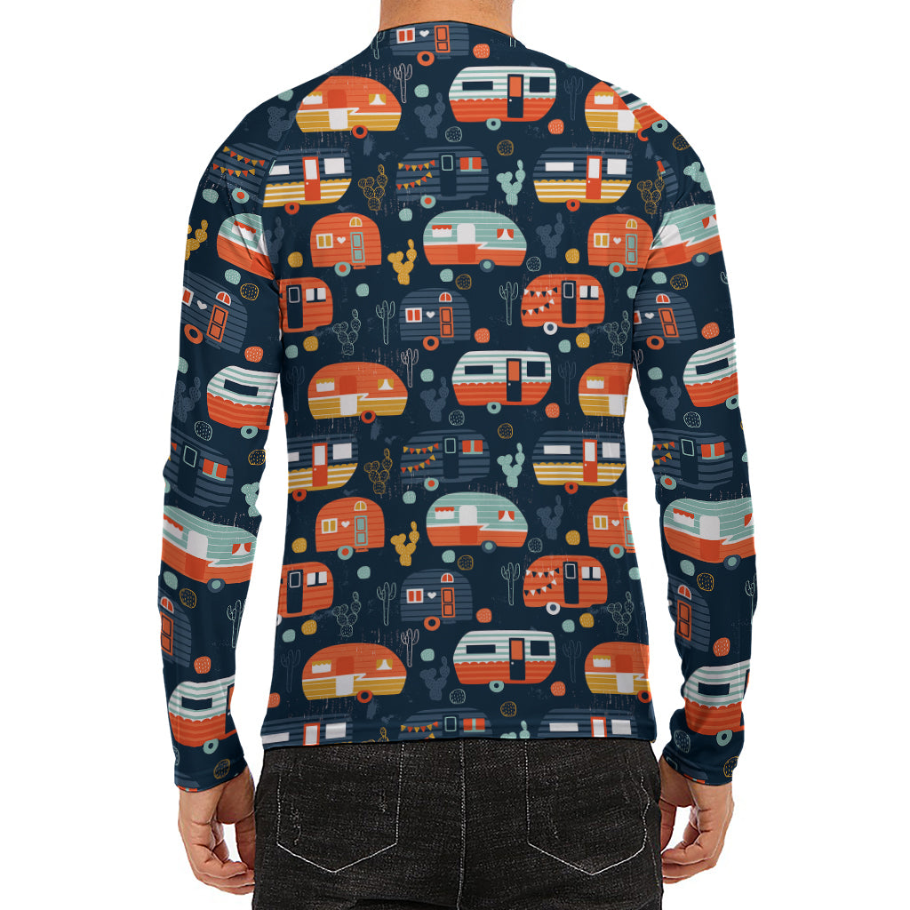 Caravan Camping Pattern Print Men's Long Sleeve Rash Guard