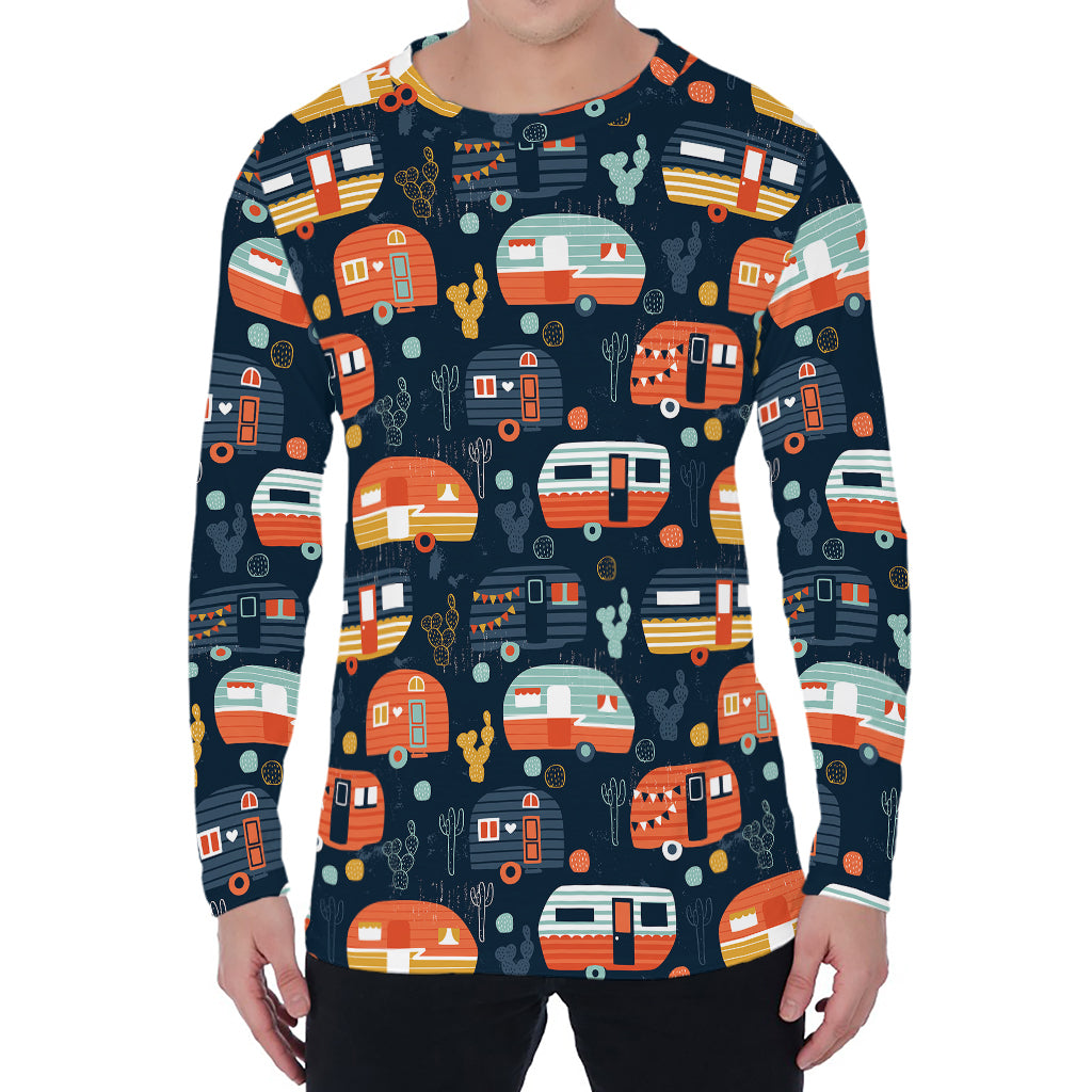 Caravan Camping Pattern Print Men's Long Sleeve T-Shirt