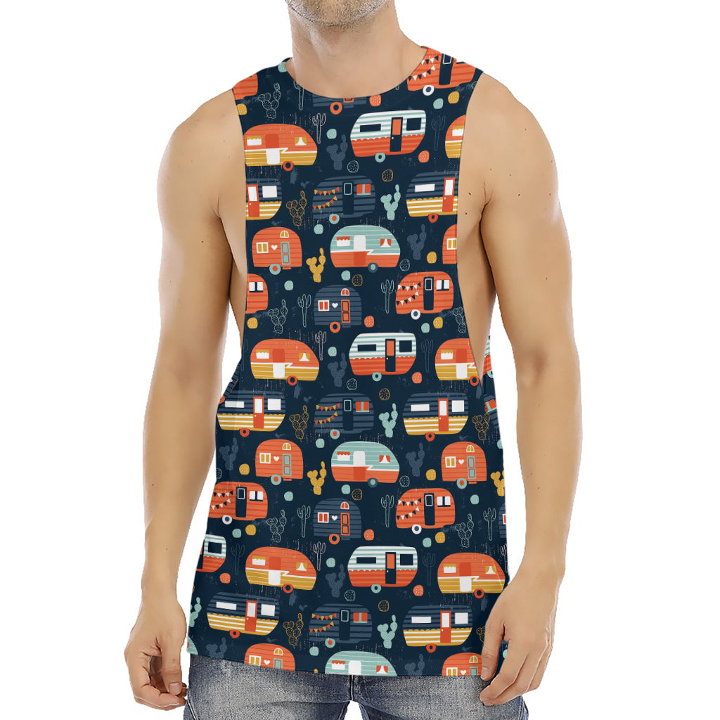 Caravan Camping Pattern Print Men's Muscle Tank Top