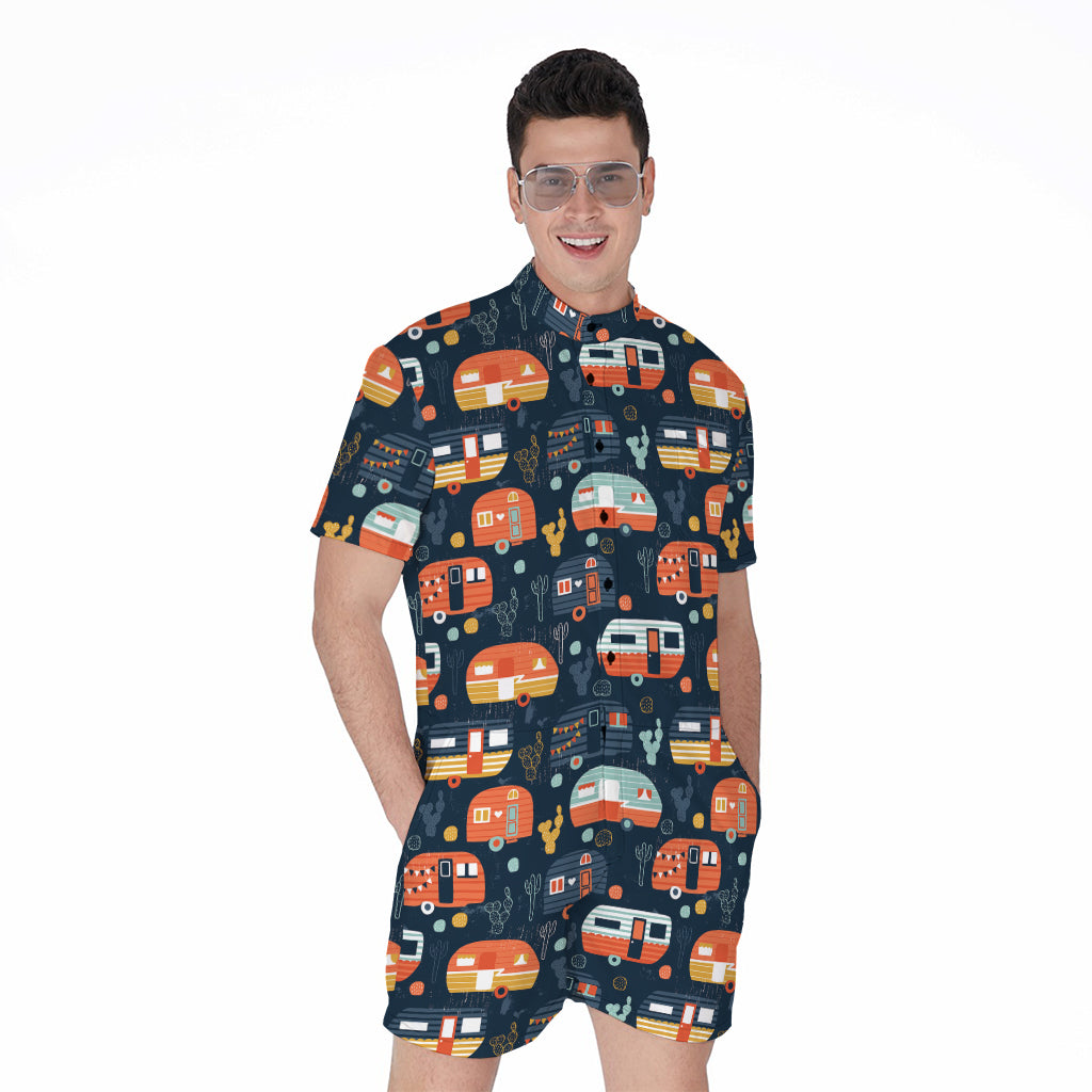 Caravan Camping Pattern Print Men's Rompers