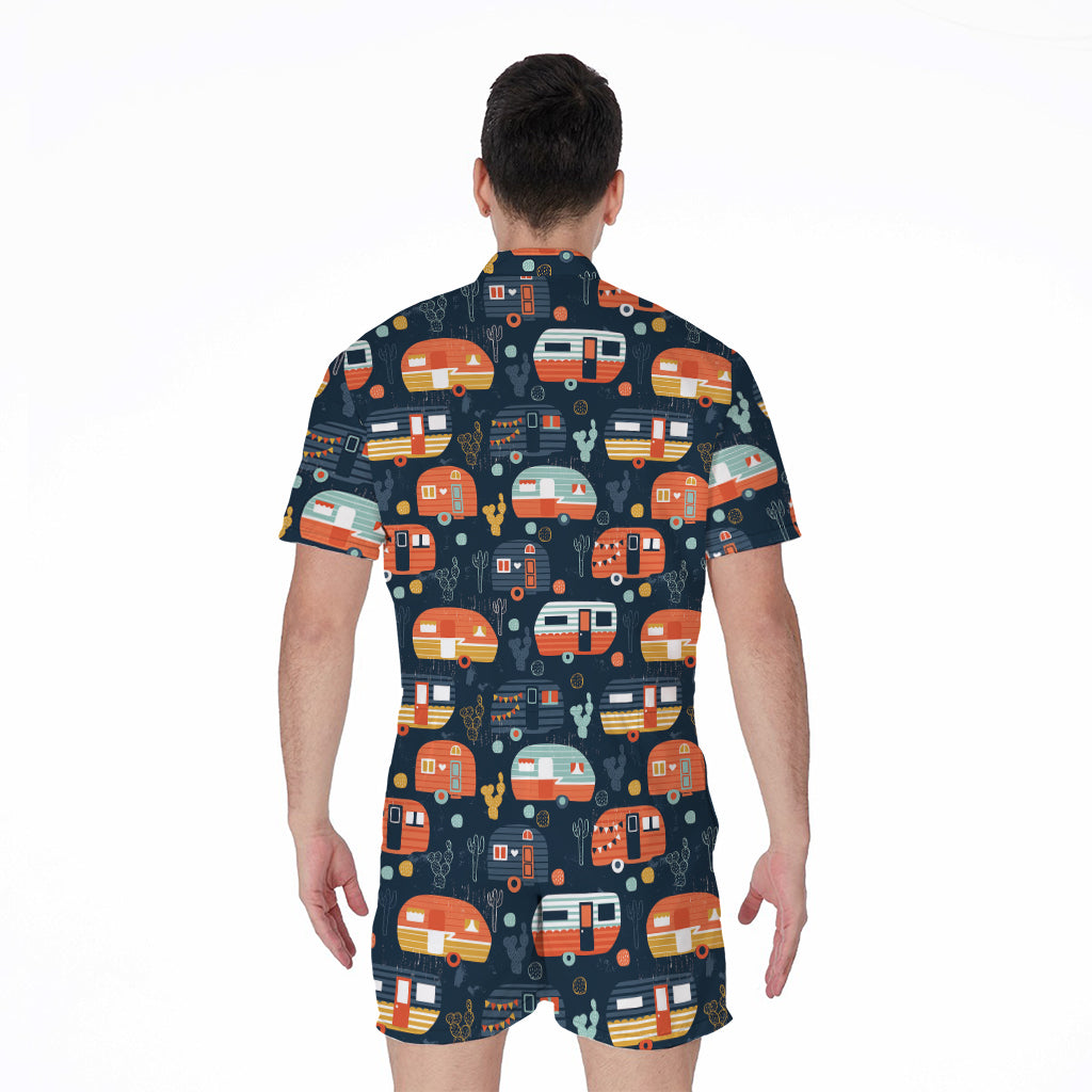 Caravan Camping Pattern Print Men's Rompers