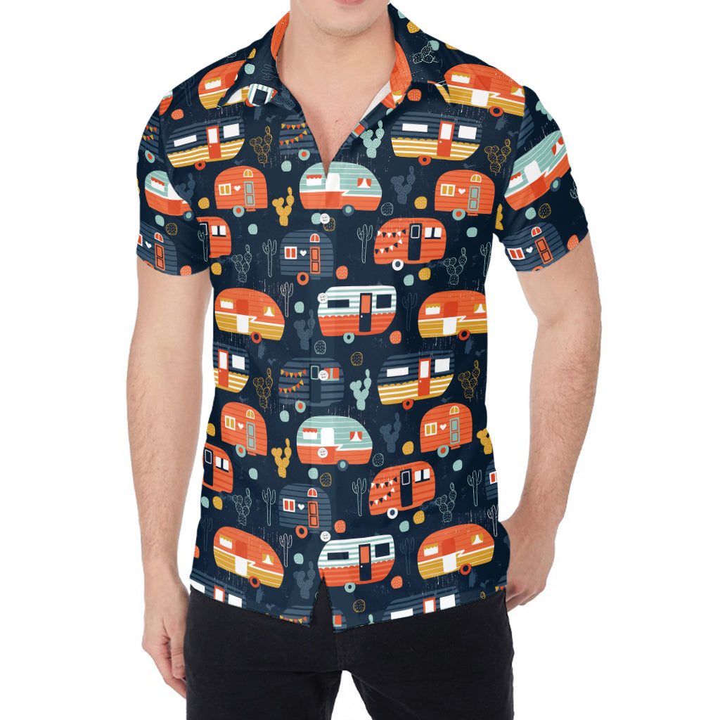 Caravan Camping Pattern Print Men's Shirt