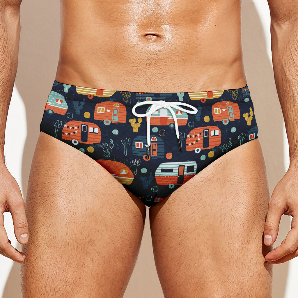 Caravan Camping Pattern Print Men's Swim Briefs