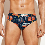 Caravan Camping Pattern Print Men's Swim Briefs