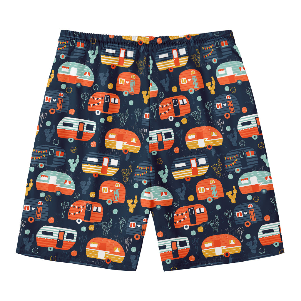 Caravan Camping Pattern Print Men's Swim Trunks