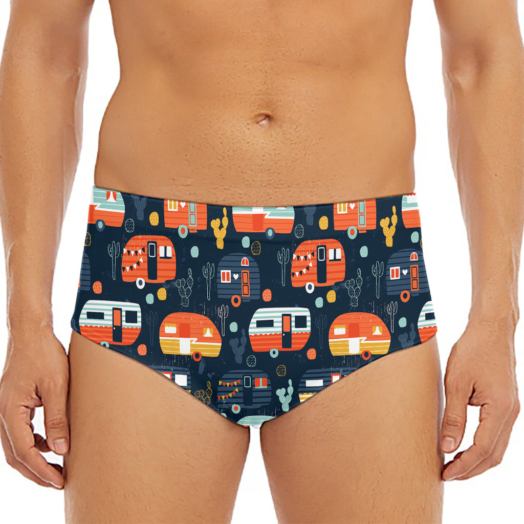Caravan Camping Pattern Print Men's Triangle Swim Briefs