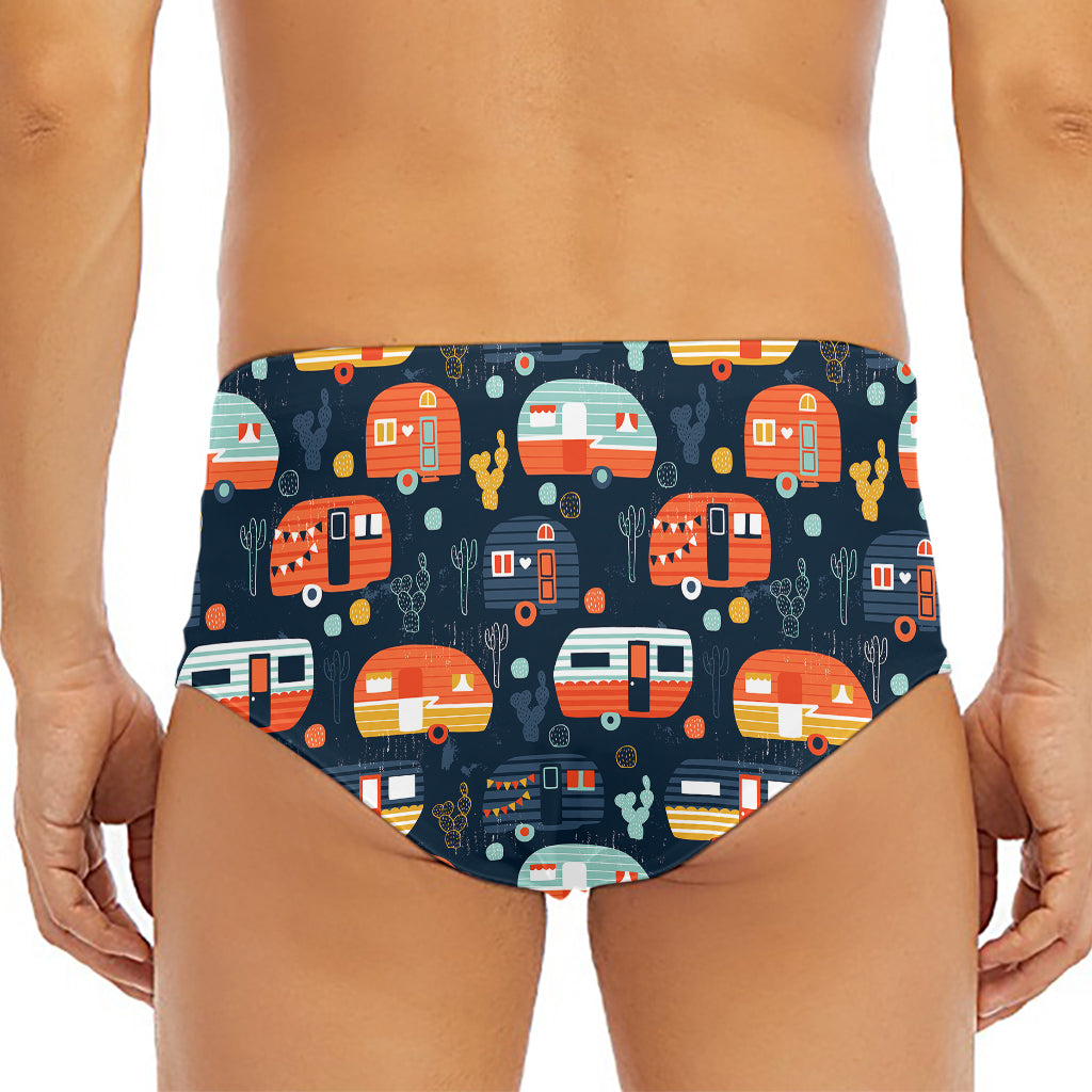 Caravan Camping Pattern Print Men's Triangle Swim Briefs