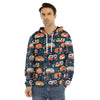 Caravan Camping Pattern Print Men's Velvet Pullover Hoodie