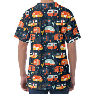 Caravan Camping Pattern Print Men's Velvet T-Shirt