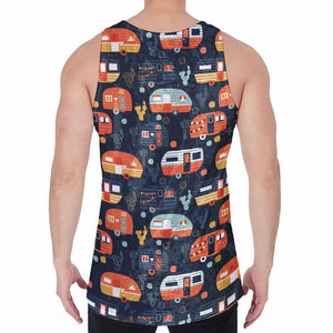 Caravan Camping Pattern Print Men's Velvet Tank Top