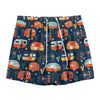 Caravan Camping Pattern Print Mesh Shorts