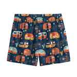 Caravan Camping Pattern Print Mesh Shorts