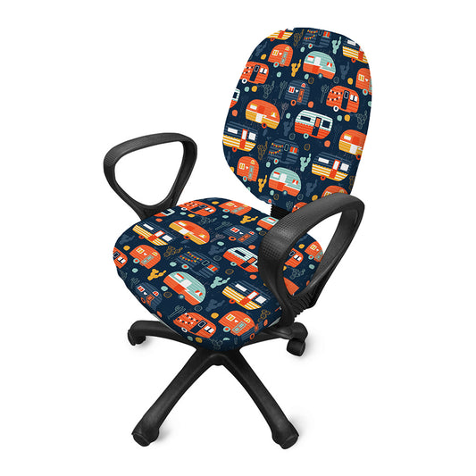 Caravan Camping Pattern Print Office Chair Cover