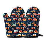 Caravan Camping Pattern Print Oven Mitts