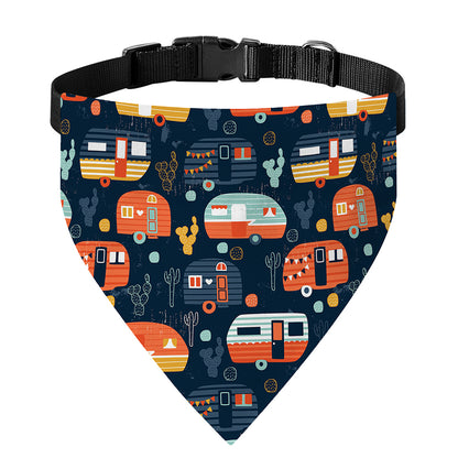 Caravan Camping Pattern Print Over The Collar Dog Bandana