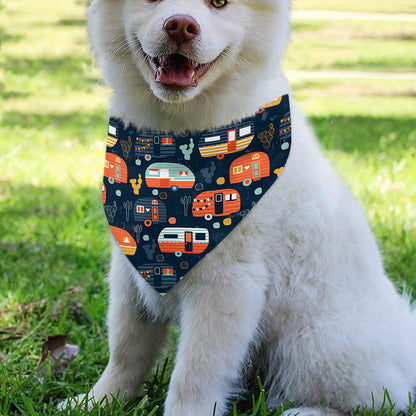 Caravan Camping Pattern Print Over The Collar Dog Bandana