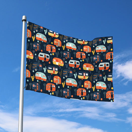 Caravan Camping Pattern Print Polyester Flag