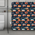 Caravan Camping Pattern Print Polyester Shower Curtain