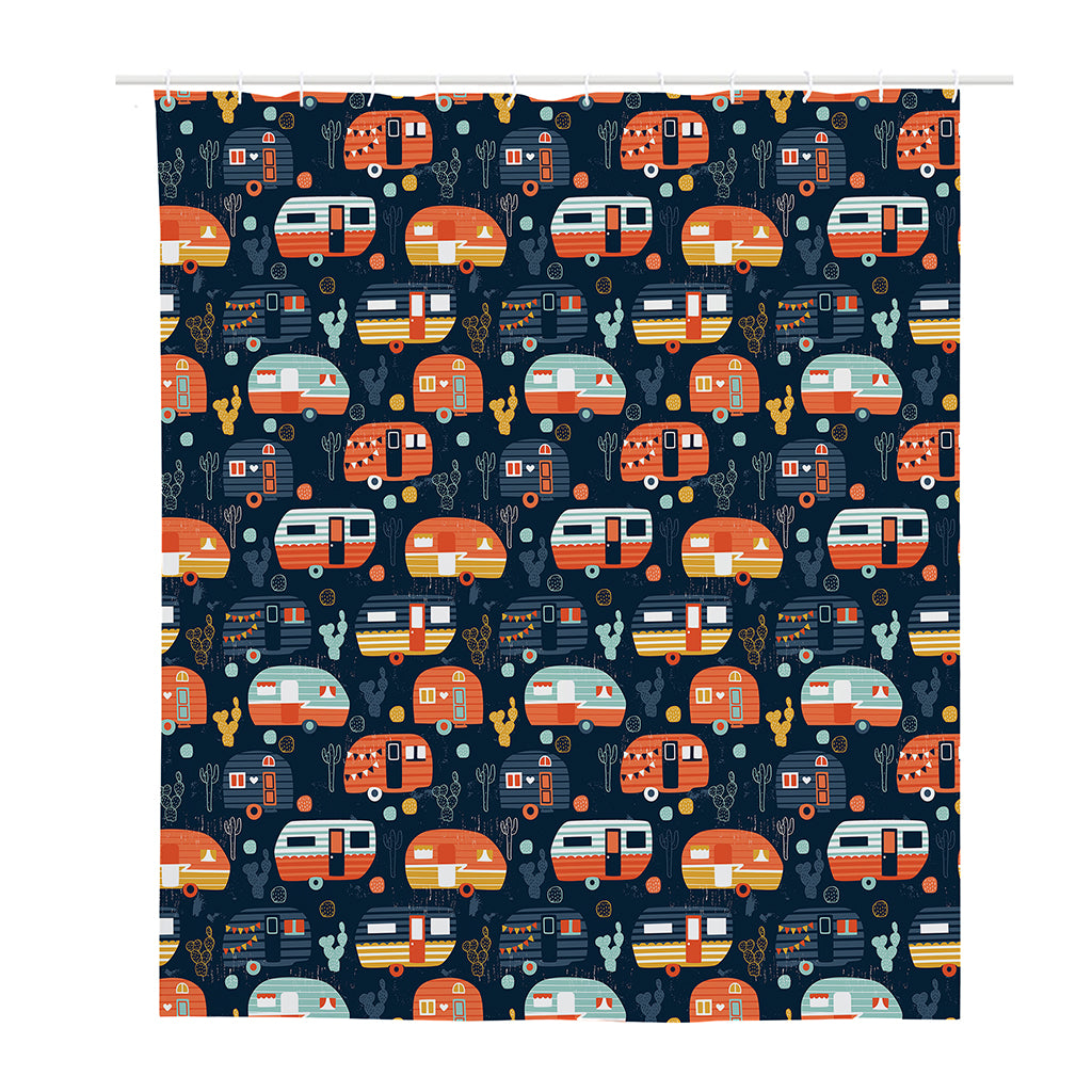 Caravan Camping Pattern Print Polyester Shower Curtain