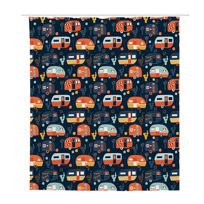 Caravan Camping Pattern Print Polyester Shower Curtain