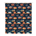 Caravan Camping Pattern Print Polyester Shower Curtain
