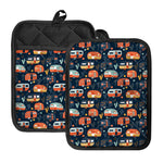 Caravan Camping Pattern Print Pot Holders With Pocket