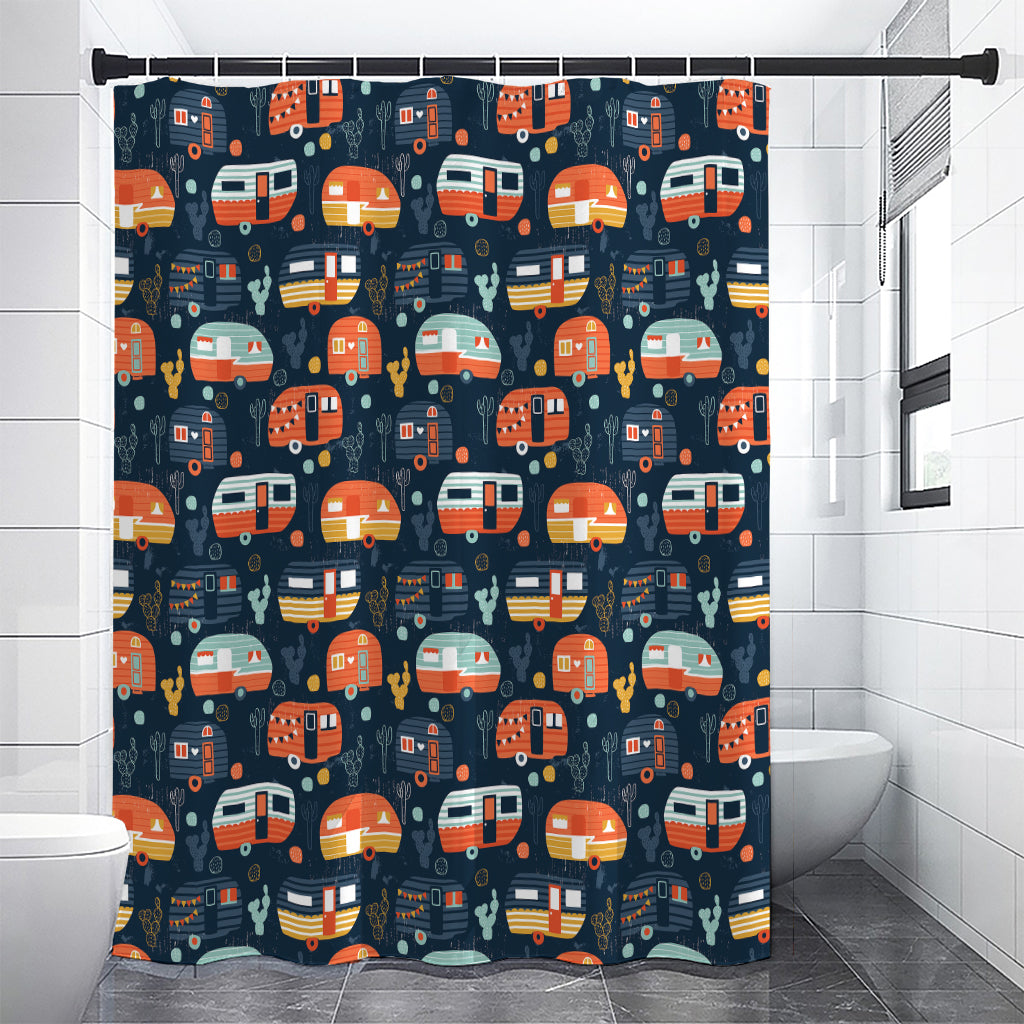 Caravan Camping Pattern Print Premium Shower Curtain