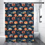 Caravan Camping Pattern Print Premium Shower Curtain