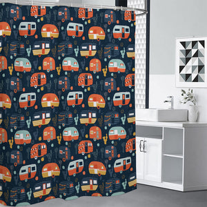 Caravan Camping Pattern Print Premium Shower Curtain