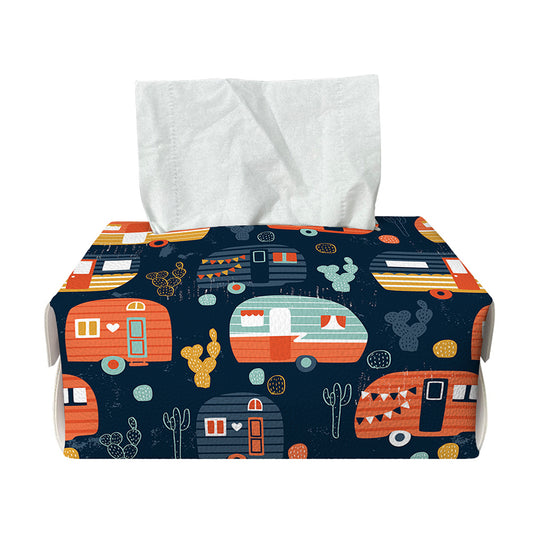 Caravan Camping Pattern Print Rectangle Tissue Box Cover