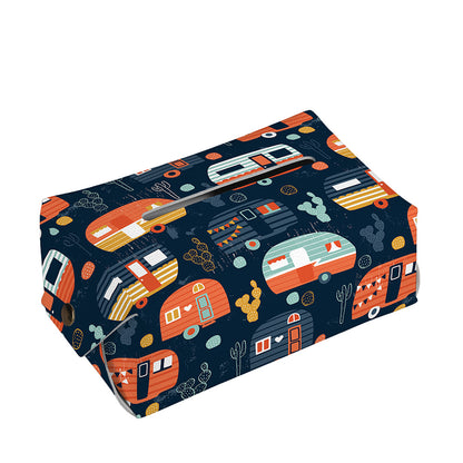 Caravan Camping Pattern Print Rectangle Tissue Box Cover