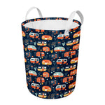 Caravan Camping Pattern Print Round Laundry Basket