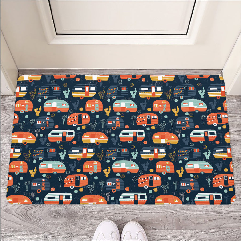 Caravan Camping Pattern Print Rubber Doormat