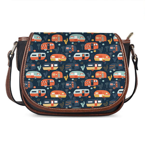 Caravan Camping Pattern Print Saddle Bag