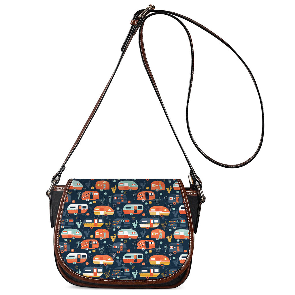 Caravan Camping Pattern Print Saddle Bag