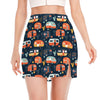 Caravan Camping Pattern Print Side Slit Mini Skirt