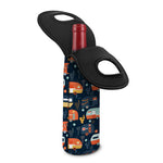 Caravan Camping Pattern Print Single Neoprene Wine Tote