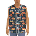 Caravan Camping Pattern Print Sleeveless Baseball Jersey