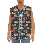 Caravan Camping Pattern Print Sleeveless Baseball Jersey