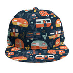 Caravan Camping Pattern Print Snapback Cap