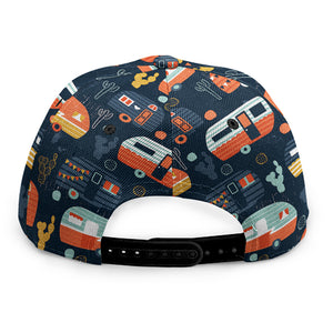 Caravan Camping Pattern Print Snapback Cap