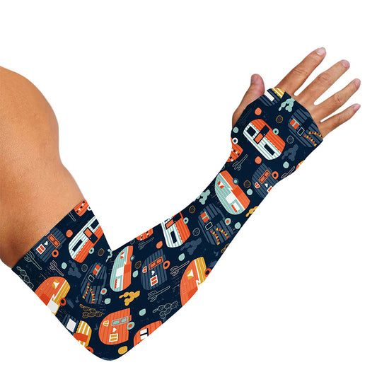 Caravan Camping Pattern Print Sun Protection Arm Sleeves