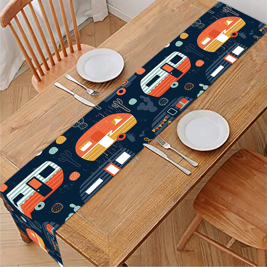 Caravan Camping Pattern Print Table Runner