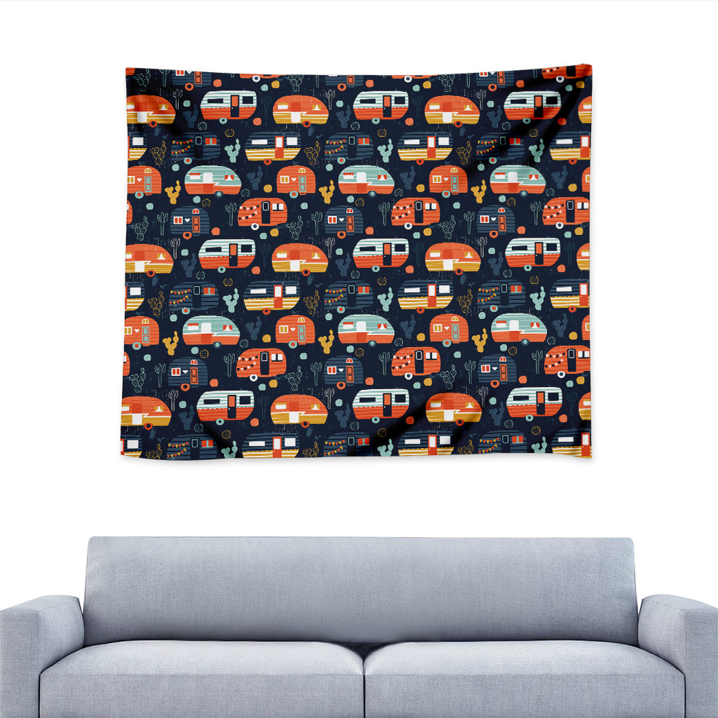 Caravan Camping Pattern Print Tapestry