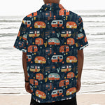 Caravan Camping Pattern Print Textured Short Sleeve Shirt