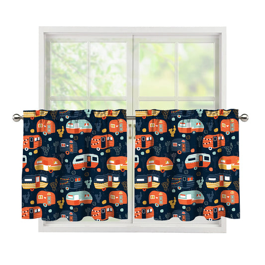 Caravan Camping Pattern Print Tier Curtains