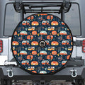 Caravan Camping Pattern Print Tire Cover With Camera Hole