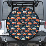 Caravan Camping Pattern Print Tire Cover With Camera Hole