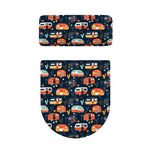 Caravan Camping Pattern Print Toilet Lid And Tank Cover Set